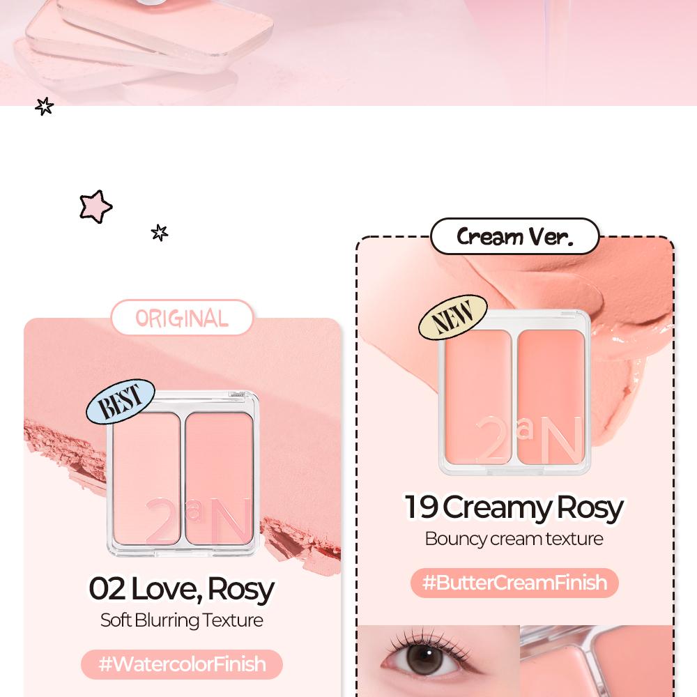 2aN Dual Color Face Blusher 4.5g, Korea Makeup