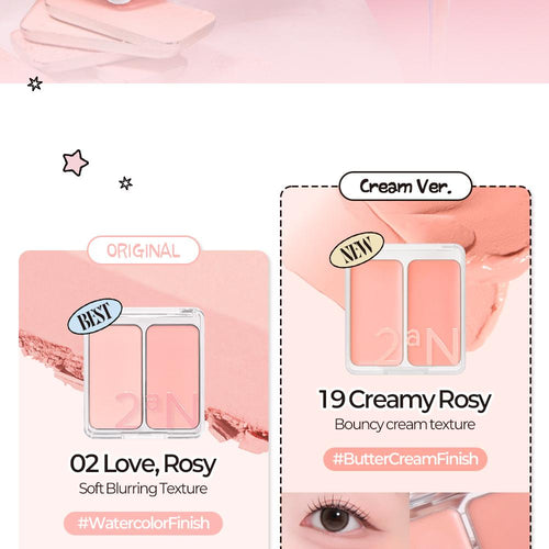 2aN Dual Color Face Blusher 4.5g, Korea Makeup