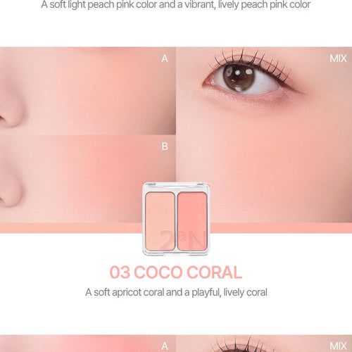 2aN Dual Color Face Blusher 4.5g, Korea Makeup