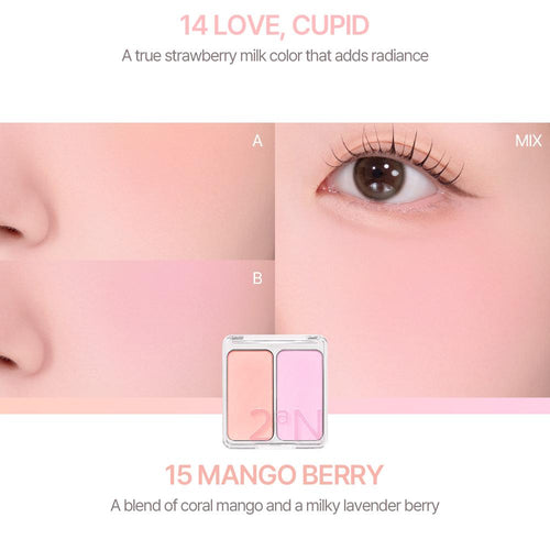 2aN Dual Color Face Blusher 4.5g, Korea Makeup