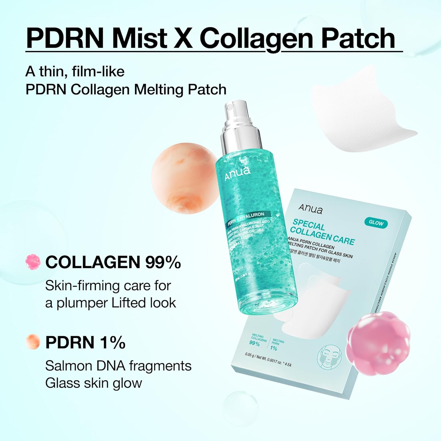 Anua PDRN Collagen Melting Patch for Glass Skin | 2 Pairs x 4EA | Korean Skincare