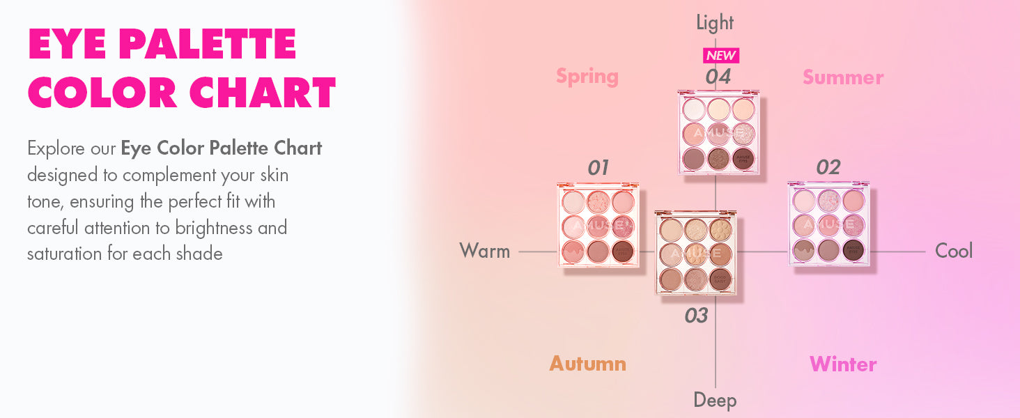 AMUSE SEOUL Eye Color Palette #02 COOL ROSE,0.6g ×9,Korean Makeup