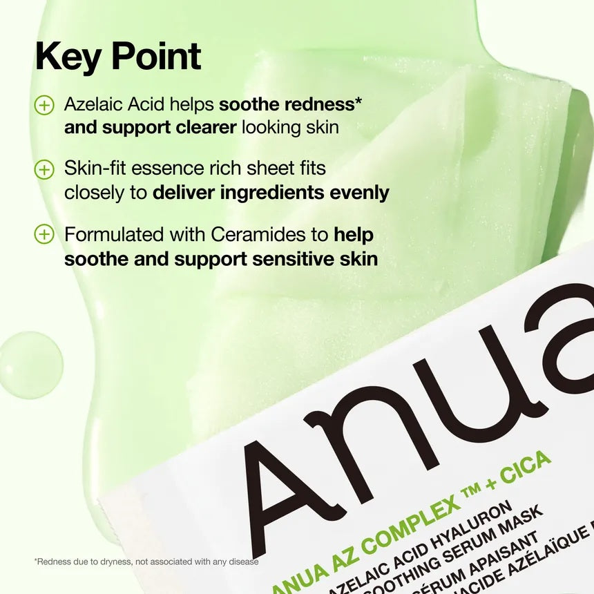Anua Azelaic Acid Hyaluron Redness Soothing Serum Mask 23ml | Korean Skincare