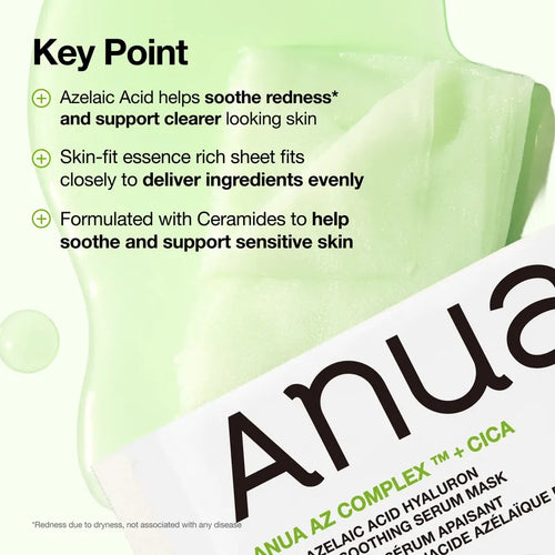 Anua Azelaic Acid Hyaluron Redness Soothing Serum Mask 23ml | Korean Skincare