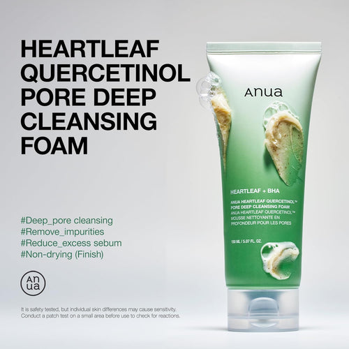 Anua Heartleaf Quercetinol Pore Deep Cleansing Foam 5.07 fl.oz.150ml / Korean Skincare