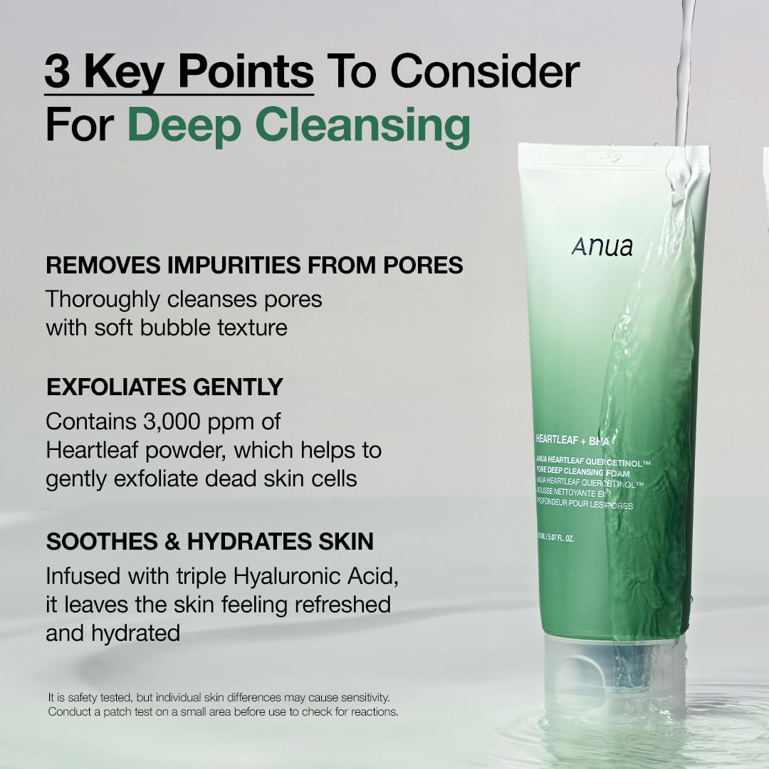 Anua Heartleaf Quercetinol Pore Deep Cleansing Foam 5.07 fl.oz.150ml / Korean Skincare