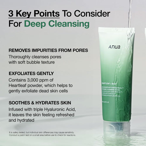 Anua Heartleaf Quercetinol Pore Deep Cleansing Foam 5.07 fl.oz.150ml / Korean Skincare