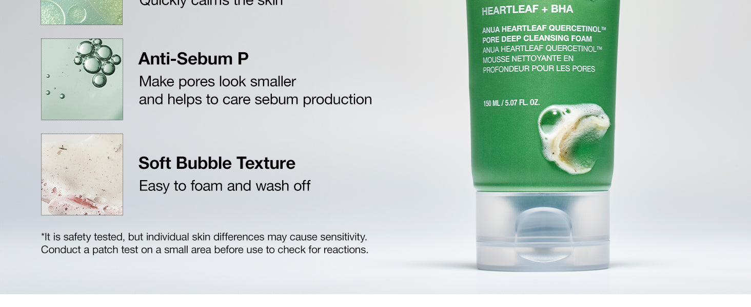 Anua Heartleaf Quercetinol Pore Deep Cleansing Foam 5.07 fl.oz.150ml / Korean Skincare
