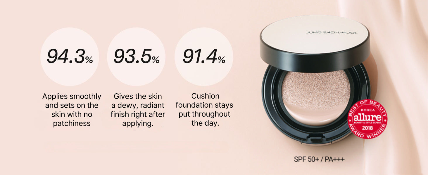 JUNG SAEM MOOL Essential Skin Nuder Cushion  (Refill Included, 0.98 Fl Oz, SPF 50) | Korean Makeup