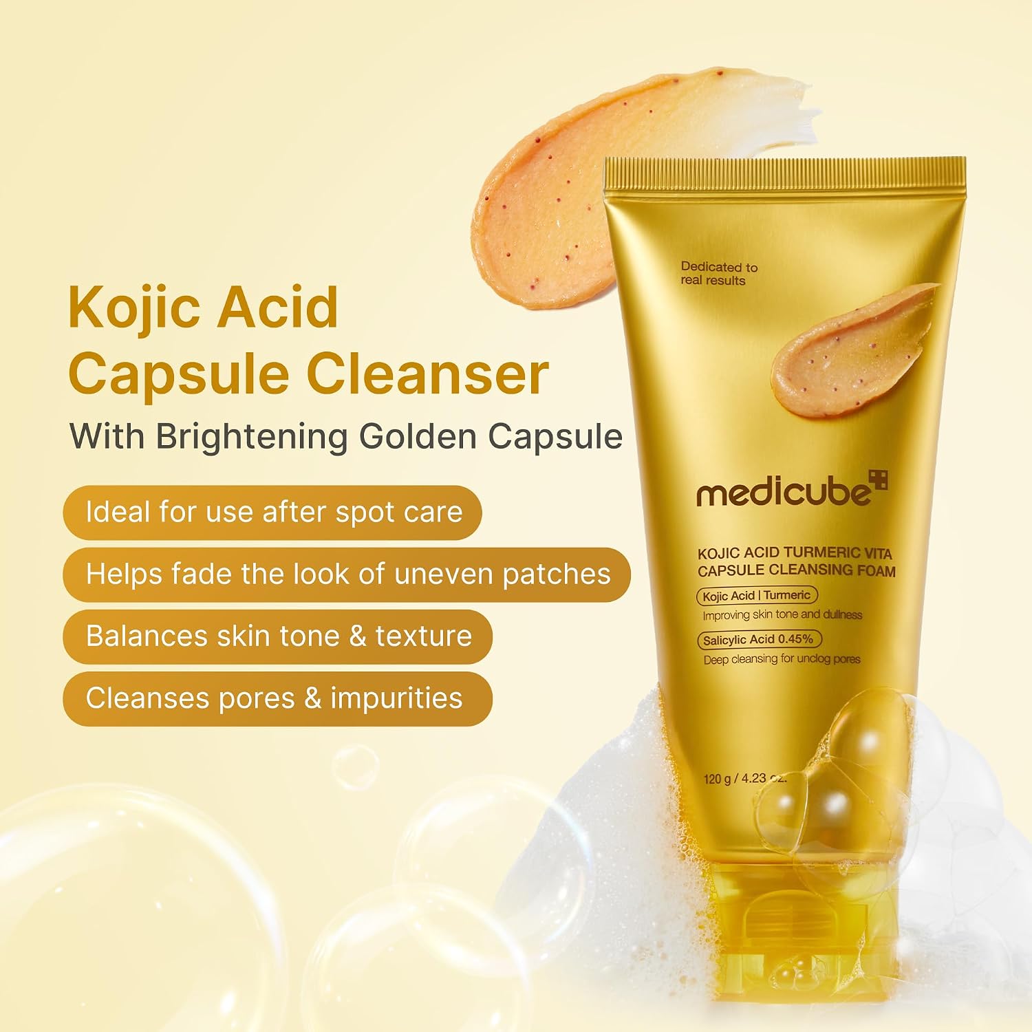 medicube Kojic Acid Turmeric Vita Capsule Cleansing Foam 120g | Korean Skincare