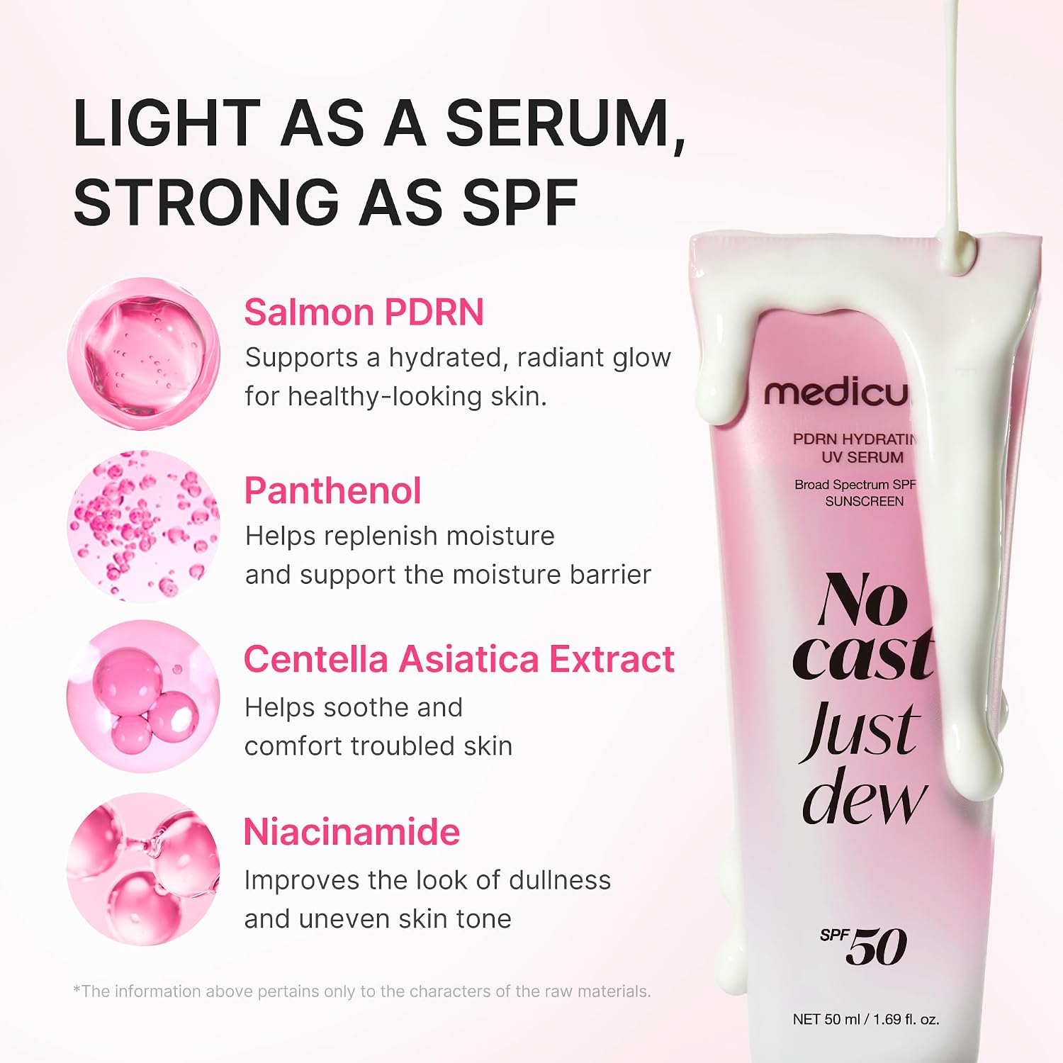 medicube No Cast Just Dew PDRN Hydrating UV Sun Serum SPF50 50ml | Korean Suncare