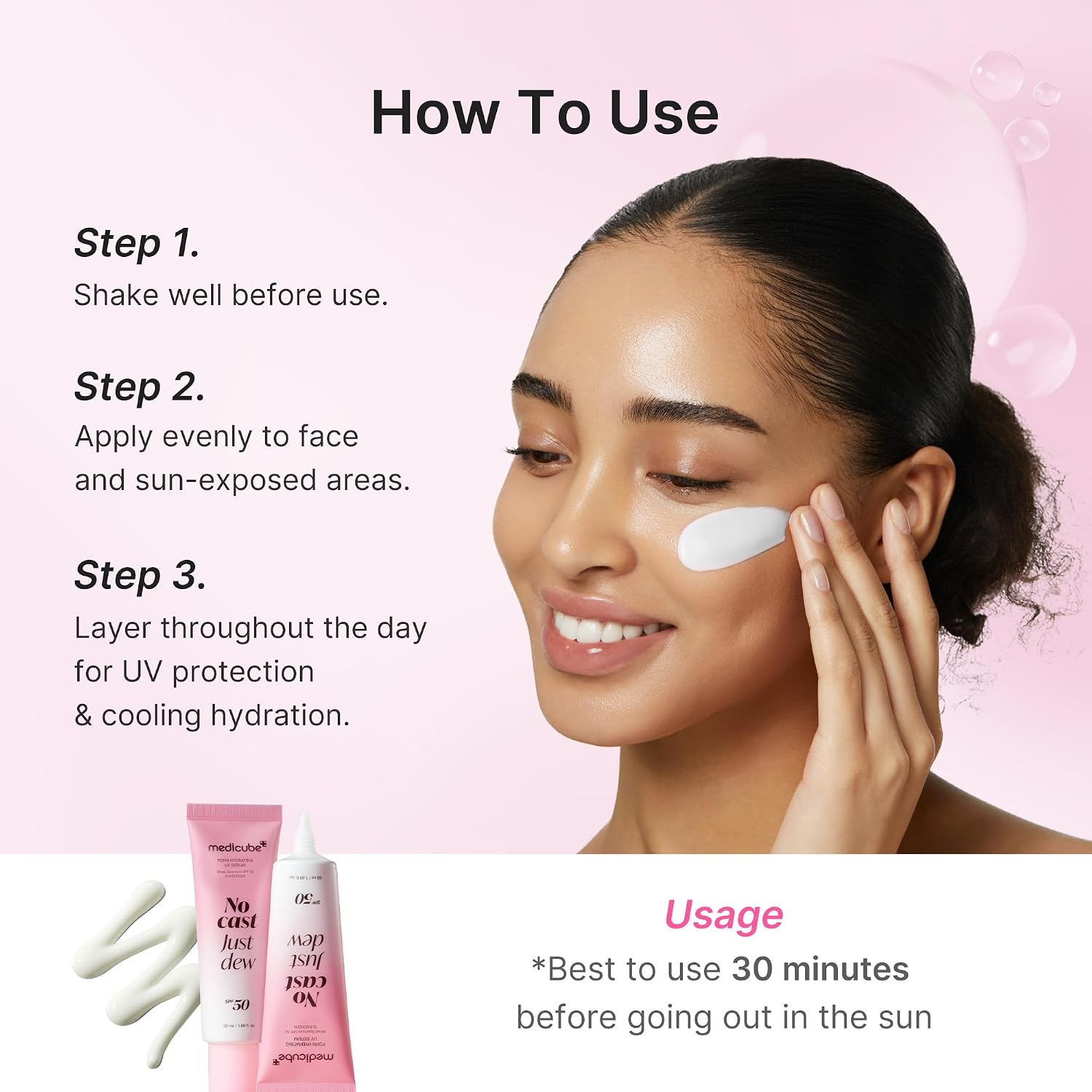 medicube No Cast Just Dew PDRN Hydrating UV Sun Serum SPF50 50ml | Korean Suncare