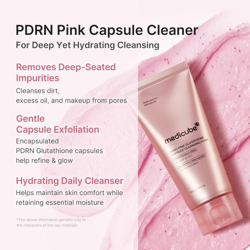 medicube PDRN Pink Glutathione Capsule Cleansing Foam 120g | Korean Skincare
