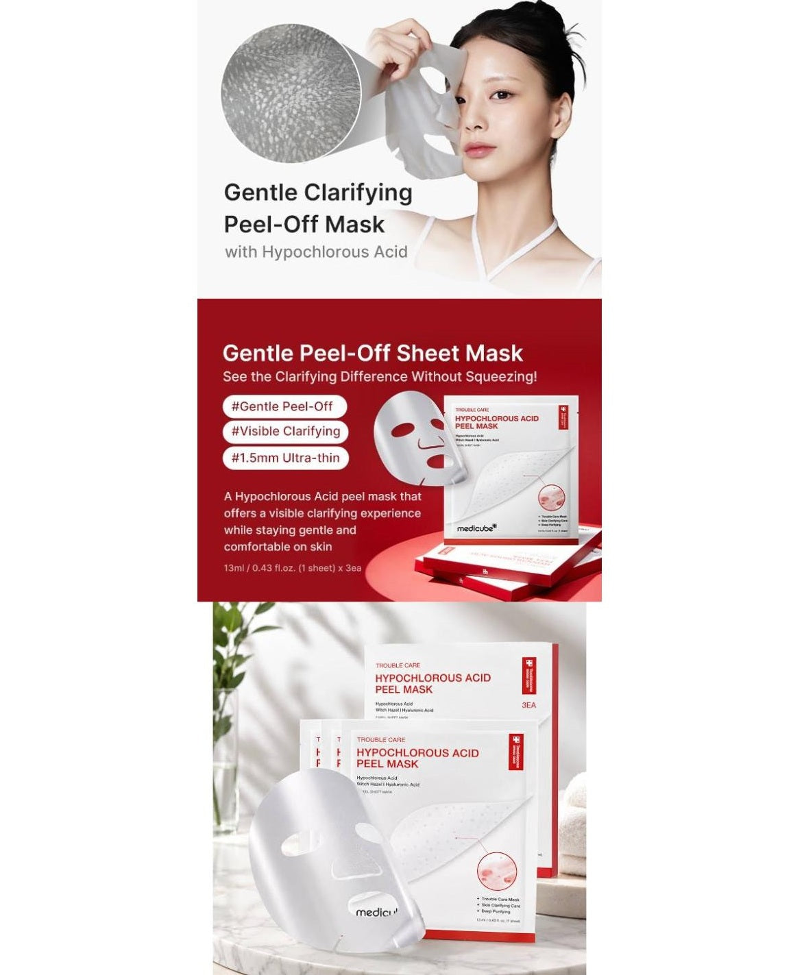 medicube Hypochlorous Acid Peel Mask 13ml | Korean Skincare (3 Sheets)