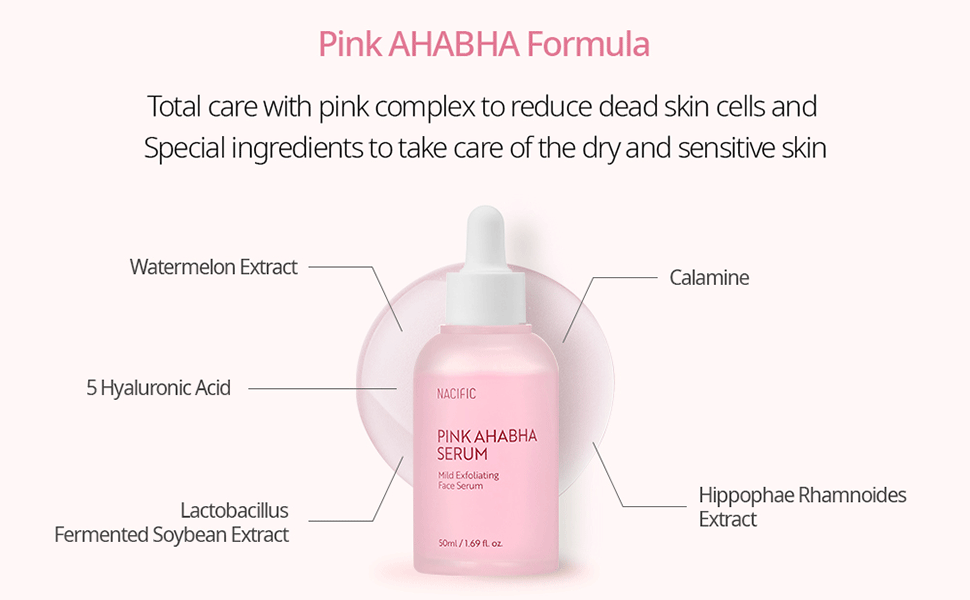 NACIFIC Pink AHA BHA Face Serum 50ml，Korean Skin care