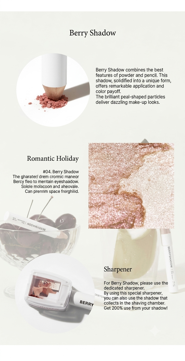 piciberry Berry Shadow 1.15g ,Sharpener Included,Korean Makeup