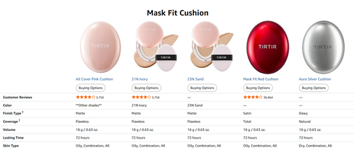 TIRTIR Mask Fit All Cover Pink Cushion Foundation 18g| Korean Makeup