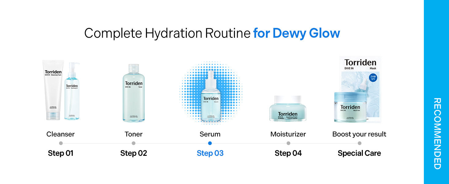 Torriden DIVE-IN Hyaluronic Acid Serum 50ml | Korean Glass Skin Hydrating Serum