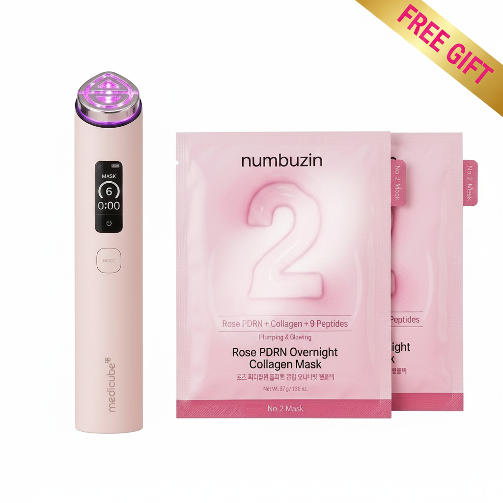 medicube Booster Pro X2™ 7-in-1 Glow Beauty Device + Free numbuzin No.2 Rose PDRN Collagen Mask 2ea