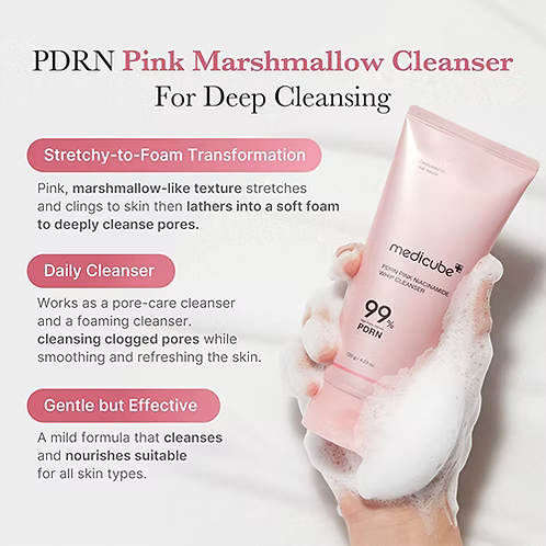 medicube PDRN Pink Niacinamide Whip Cleanser 120g, Korean Skin Care