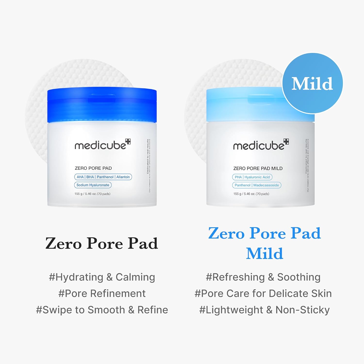 medicube Zero Pore Pad Mild 2.0 | Gentle Exfoliating Korean Skincare