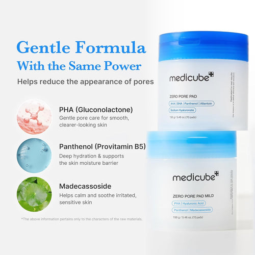 medicube Zero Pore Pad Mild 2.0 | Gentle Exfoliating Korean Skincare
