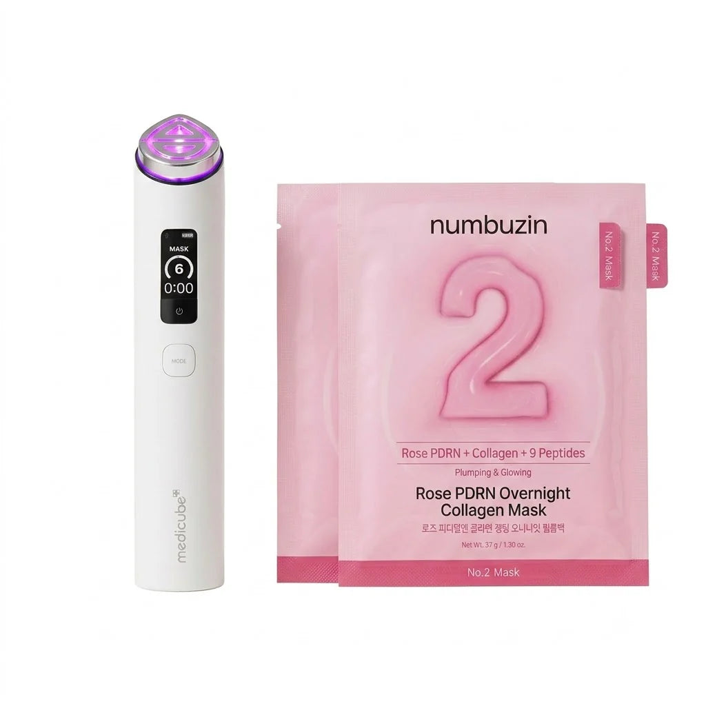 medicube Booster Pro X2™ 7-in-1 Glow Beauty Device + Free numbuzin No.2 Rose PDRN Collagen Mask 2ea