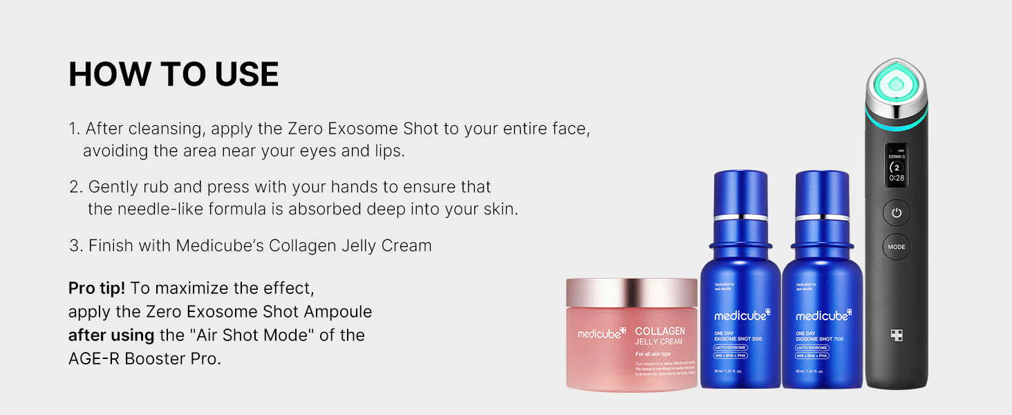 medicube ZERO One Day Exosome Shot Pore Serum 30ml/13ml, Korean Skin Care