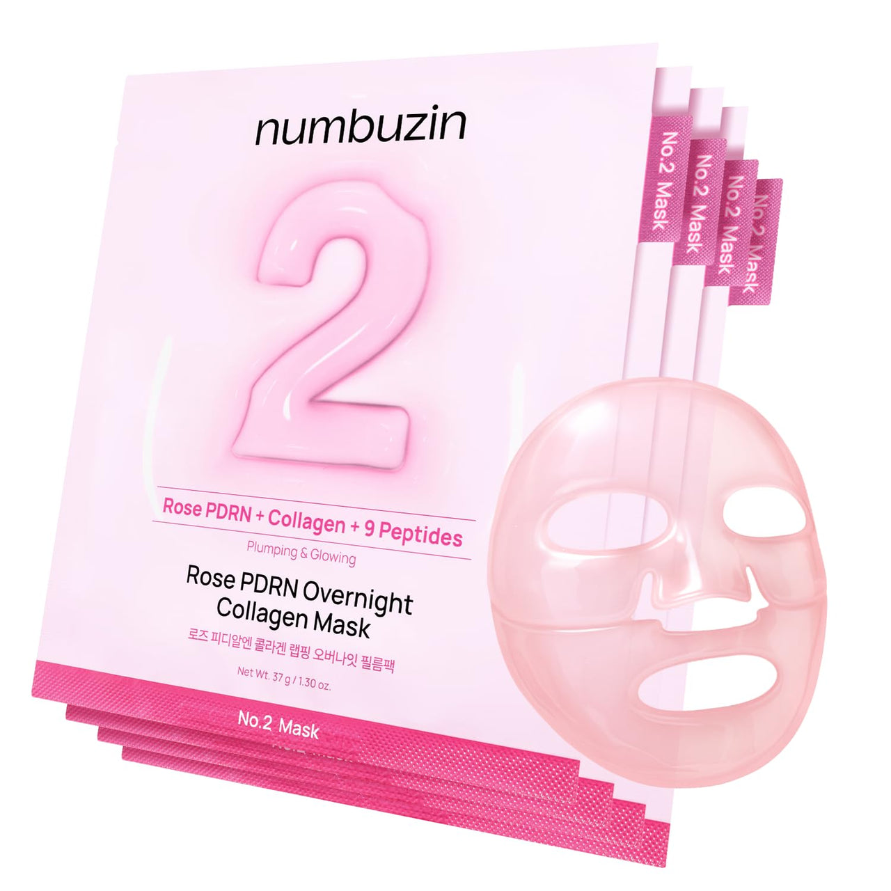 numbuzin No.2 Rose PDRN Overnight Collagen Mask 37g 5EA – Korean Glass Skin Care