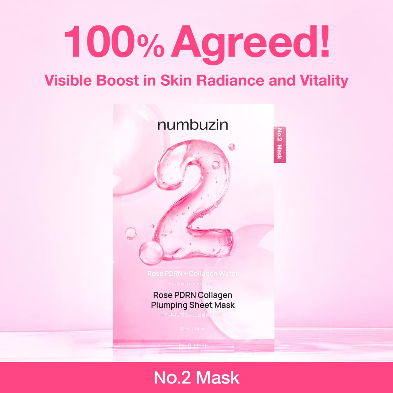 numbuzin No.2 Rose PDRN Collagen Plumping Mask 33ml 5sheets