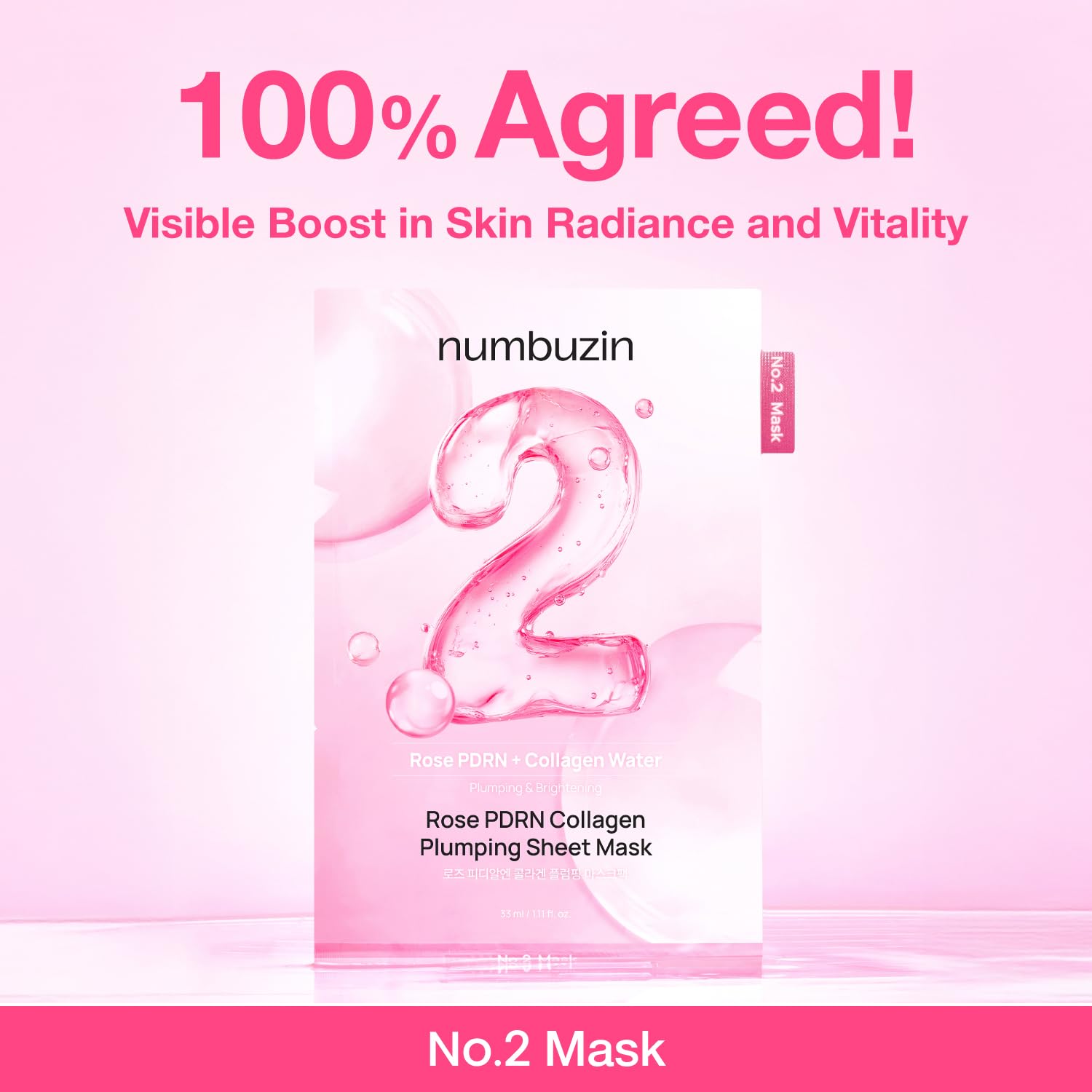 numbuzin No.2 Rose PDRN Collagen Plumping Mask 33ml 5sheets