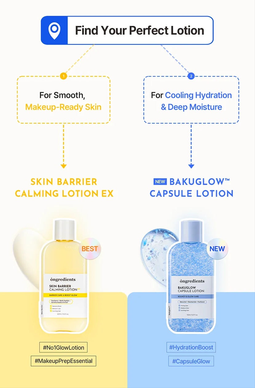 ongredients Bakuglow Capsule Lotion 150ml | Vegan, Korean skincare