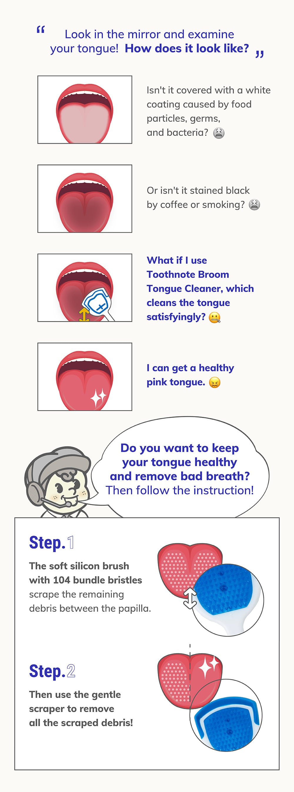 tooth note 3 Types of Tongue Cleaner 2 Package | Korean Oral Care