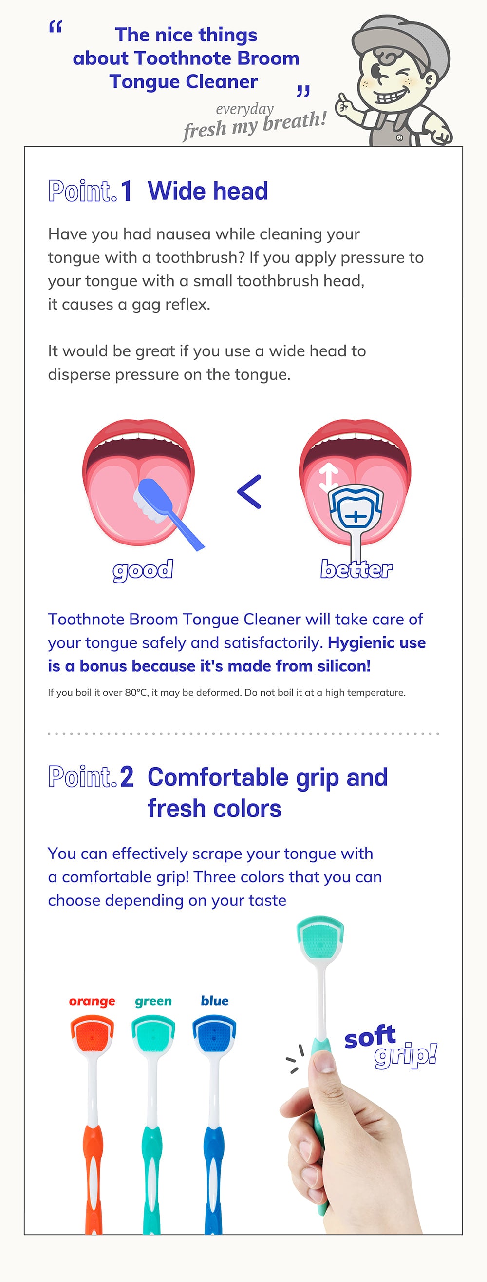 tooth note 3 Types of Tongue Cleaner 2 Package | Korean Oral Care