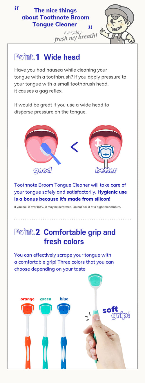 tooth note 3 Types of Tongue Cleaner 2 Package | Korean Oral Care