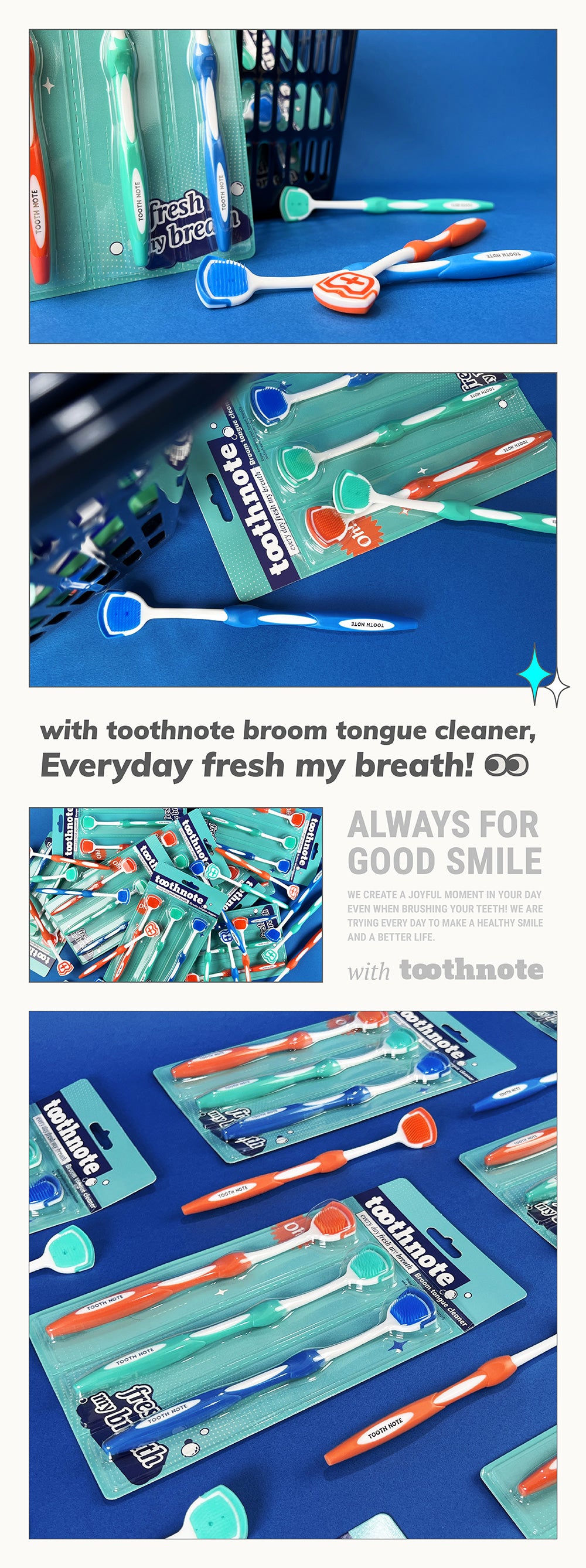 tooth note 3 Types of Tongue Cleaner 2 Package | Korean Oral Care