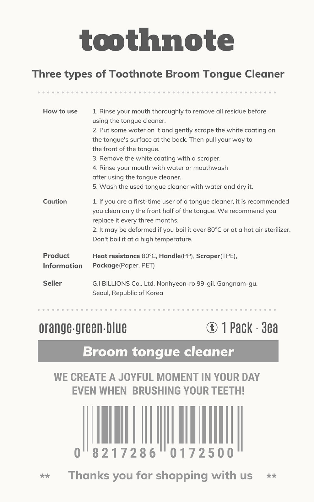 tooth note 3 Types of Tongue Cleaner 2 Package | Korean Oral Care