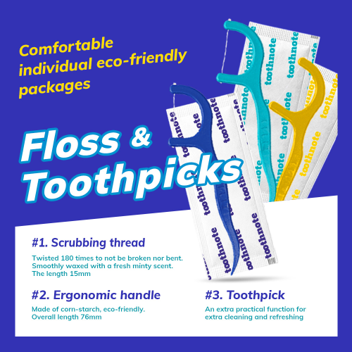 tooth note Dental Mint Floss Pick 45 counts × 3ea | Korean Oral Care